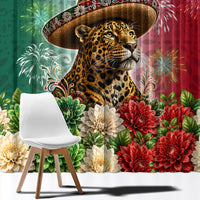Viva Mexico Independence Day Window Curtain Sombrero Jaguar Mayan Pyramid Fireworks
