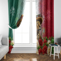 Viva Mexico Independence Day Window Curtain Sombrero Jaguar Mayan Pyramid Fireworks