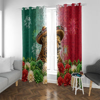 Viva Mexico Independence Day Window Curtain Sombrero Jaguar Mayan Pyramid Fireworks