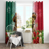 Viva Mexico Independence Day Window Curtain Sombrero Jaguar Mayan Pyramid Fireworks