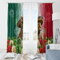 Viva Mexico Independence Day Window Curtain Sombrero Jaguar Mayan Pyramid Fireworks