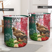 Viva Mexico Independence Day Laundry Basket Golden Eagle Angel Aztec Pattern