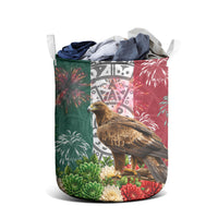 Viva Mexico Independence Day Laundry Basket Golden Eagle Angel Aztec Pattern