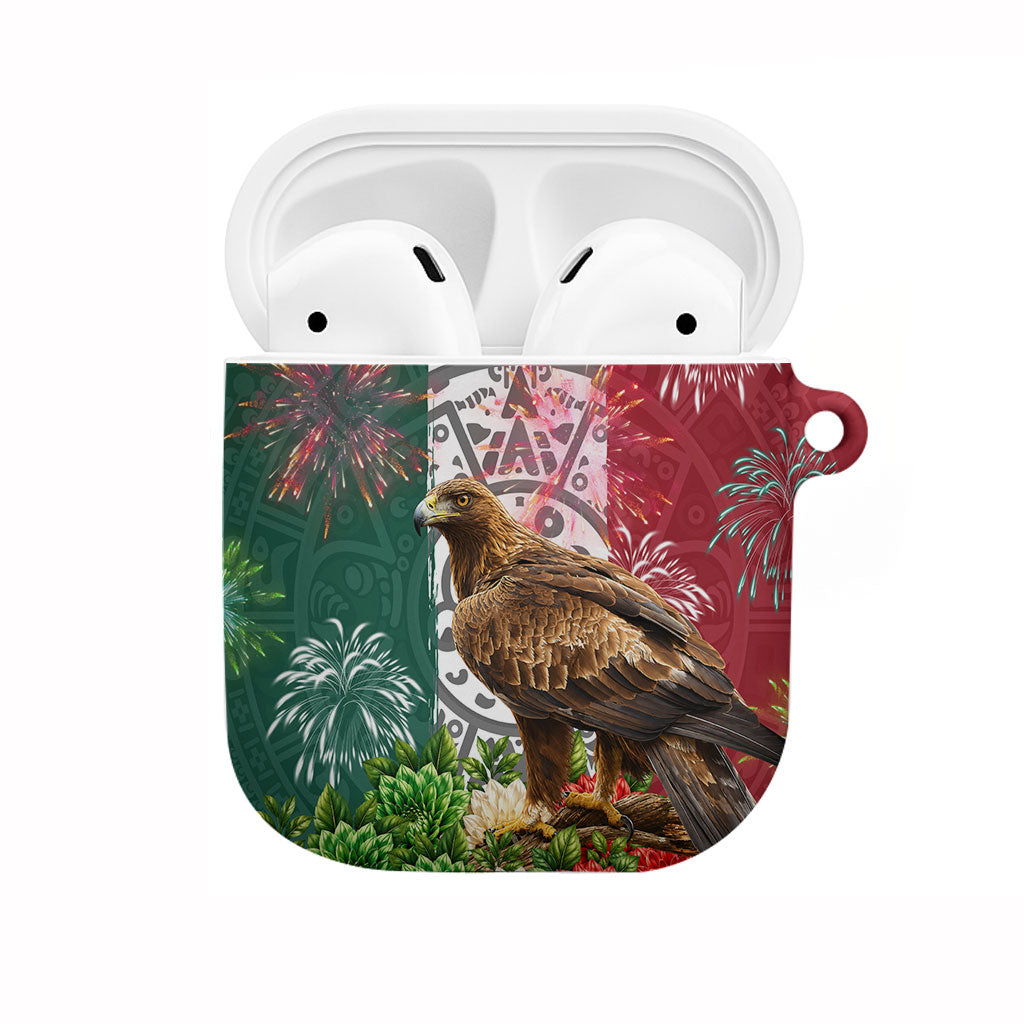 Viva Mexico Independence Day AirPods Case Golden Eagle Angel Aztec Pattern
