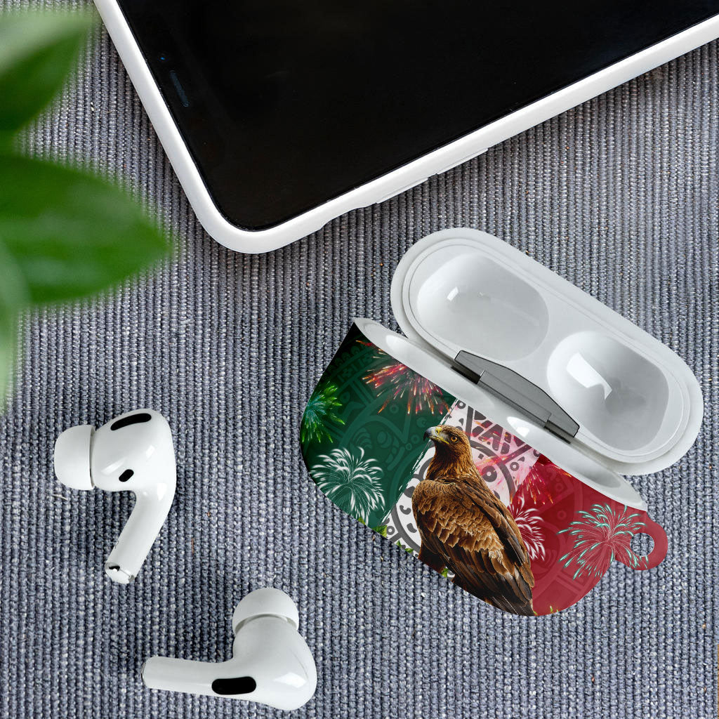 Viva Mexico Independence Day AirPods Case Golden Eagle Angel Aztec Pattern