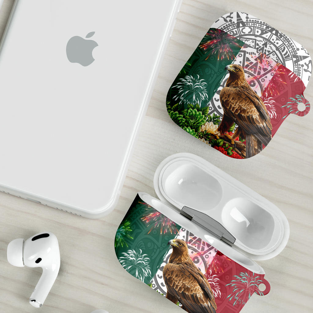 Viva Mexico Independence Day AirPods Case Golden Eagle Angel Aztec Pattern