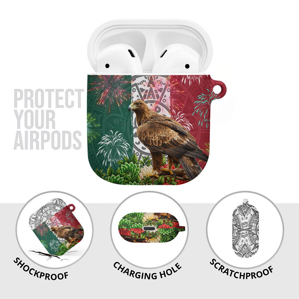 Viva Mexico Independence Day AirPods Case Golden Eagle Angel Aztec Pattern