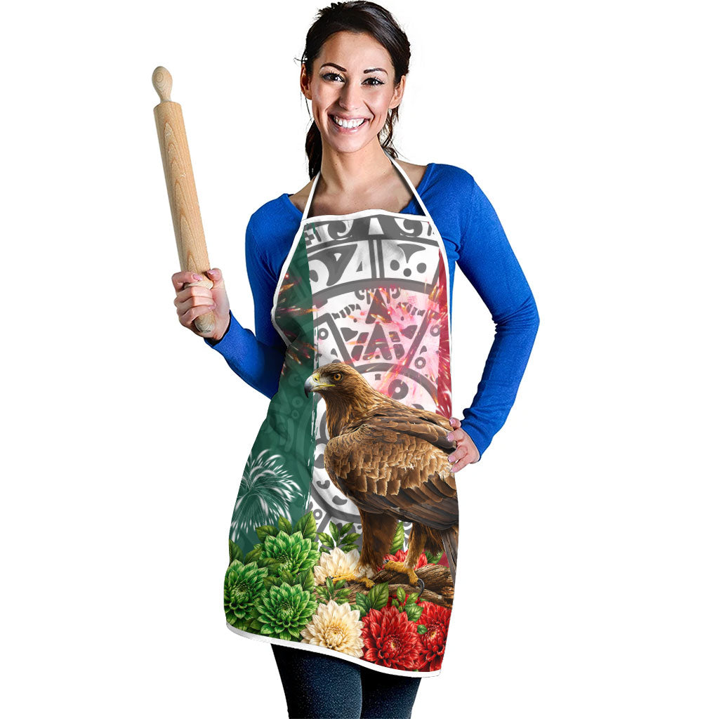 Viva Mexico Independence Day Apron Golden Eagle Angel Aztec Pattern