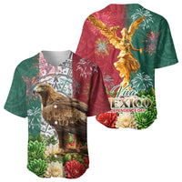 Viva Mexico Independence Day Baseball Jersey Golden Eagle Angel Aztec Pattern