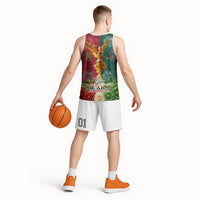 Viva Mexico Independence Day Basketball Jersey Golden Eagle Angel Aztec Pattern