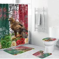 Viva Mexico Independence Day Bathroom Set Golden Eagle Angel Aztec Pattern