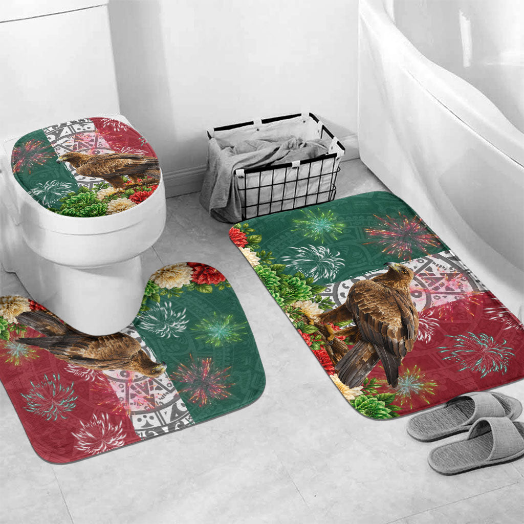 Viva Mexico Independence Day Bathroom Set Golden Eagle Angel Aztec Pattern
