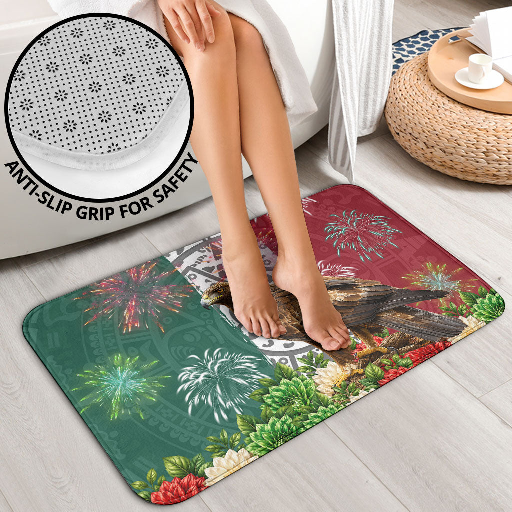 Viva Mexico Independence Day Bathroom Set Golden Eagle Angel Aztec Pattern