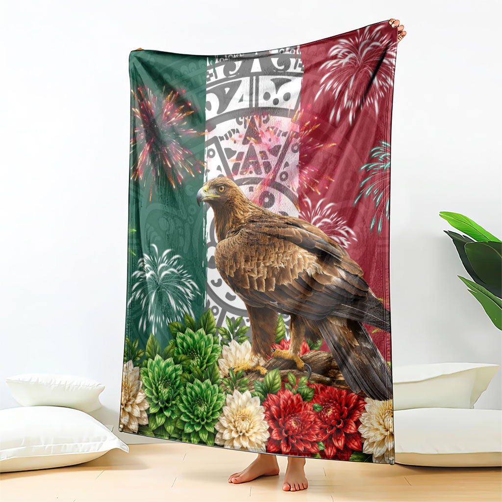 Viva Mexico Independence Day Blanket Golden Eagle Angel Aztec Pattern