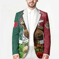 Viva Mexico Independence Day Blazer Golden Eagle Angel Aztec Pattern