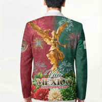Viva Mexico Independence Day Blazer Golden Eagle Angel Aztec Pattern