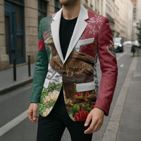 Viva Mexico Independence Day Blazer Golden Eagle Angel Aztec Pattern