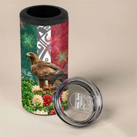Viva Mexico Independence Day 4 in 1 Can Cooler Tumbler Golden Eagle Angel Aztec Pattern