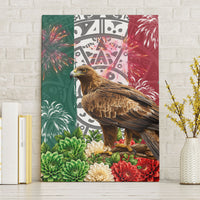 Viva Mexico Independence Day Canvas Wall Art Golden Eagle Angel Aztec Pattern