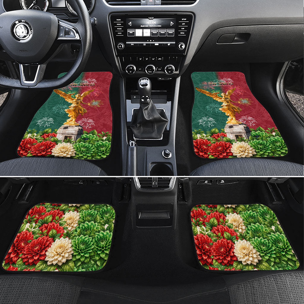 Viva Mexico Independence Day Car Mats Golden Eagle Angel Aztec Pattern