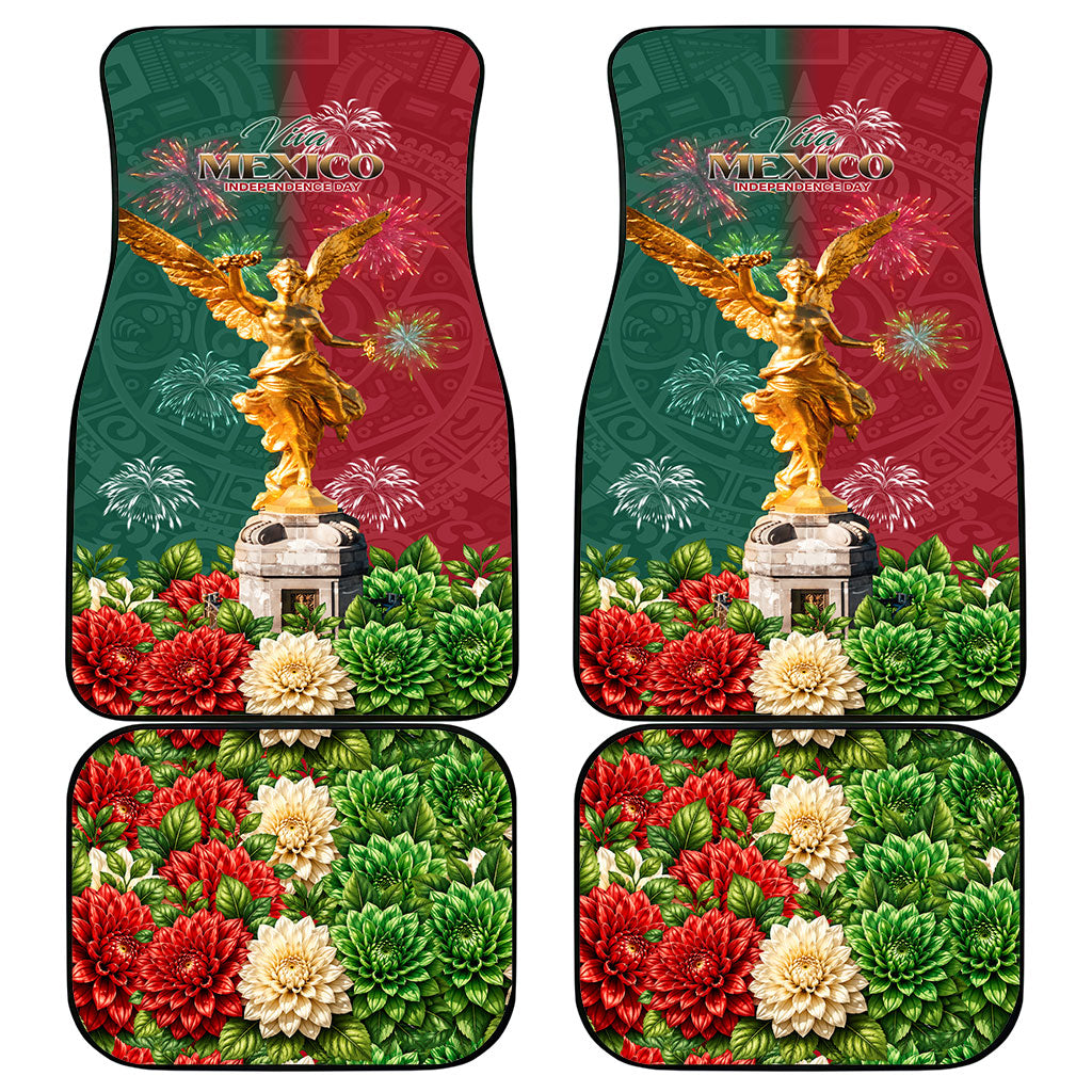 Viva Mexico Independence Day Car Mats Golden Eagle Angel Aztec Pattern
