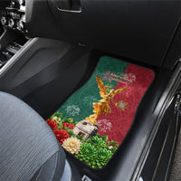 Viva Mexico Independence Day Car Mats Golden Eagle Angel Aztec Pattern
