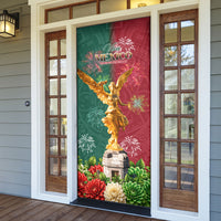 Viva Mexico Independence Day Door Cover Golden Eagle Angel Aztec Pattern