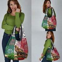 Viva Mexico Independence Day Grocery Bag Golden Eagle Angel Aztec Pattern