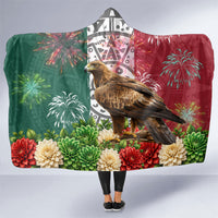 Viva Mexico Independence Day Hooded Blanket Golden Eagle Angel Aztec Pattern