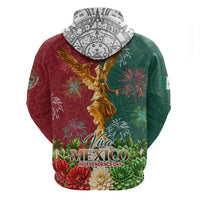 Viva Mexico Independence Day Hoodie Golden Eagle Angel Aztec Pattern