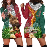 Viva Mexico Independence Day Hoodie Dress Golden Eagle Angel Aztec Pattern