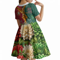 Viva Mexico Independence Day Kid Short Sleeve Dress Golden Eagle Angel Aztec Pattern