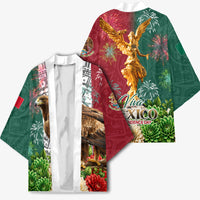 Viva Mexico Independence Day Kimono Golden Eagle Angel Aztec Pattern