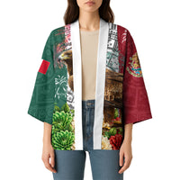 Viva Mexico Independence Day Kimono Golden Eagle Angel Aztec Pattern
