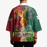 Viva Mexico Independence Day Kimono Golden Eagle Angel Aztec Pattern
