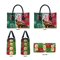 Viva Mexico Independence Day Leather Bag Golden Eagle Angel Aztec Pattern