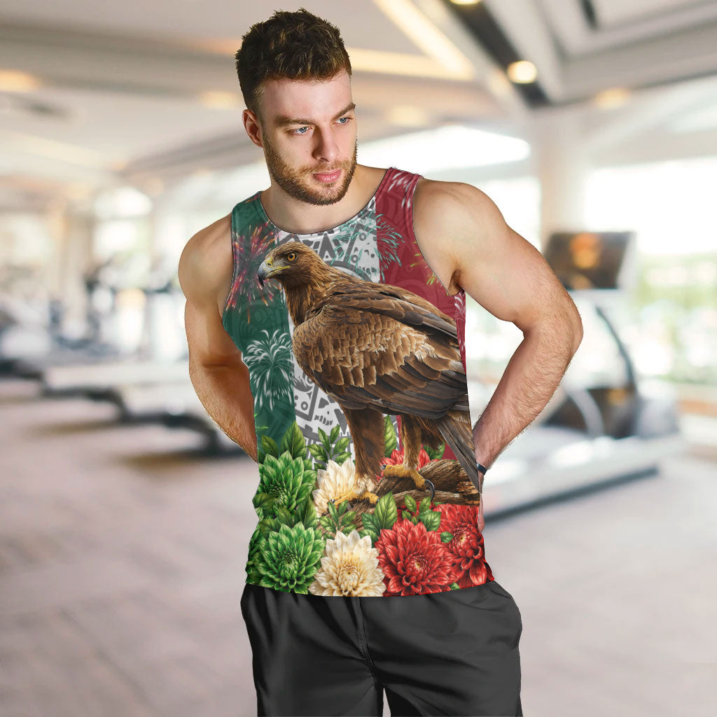 Viva Mexico Independence Day Men Tank Top Golden Eagle Angel Aztec Pattern