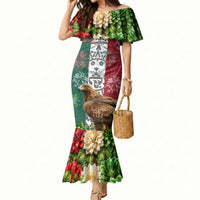 Viva Mexico Independence Day Mermaid Dress Golden Eagle Angel Aztec Pattern