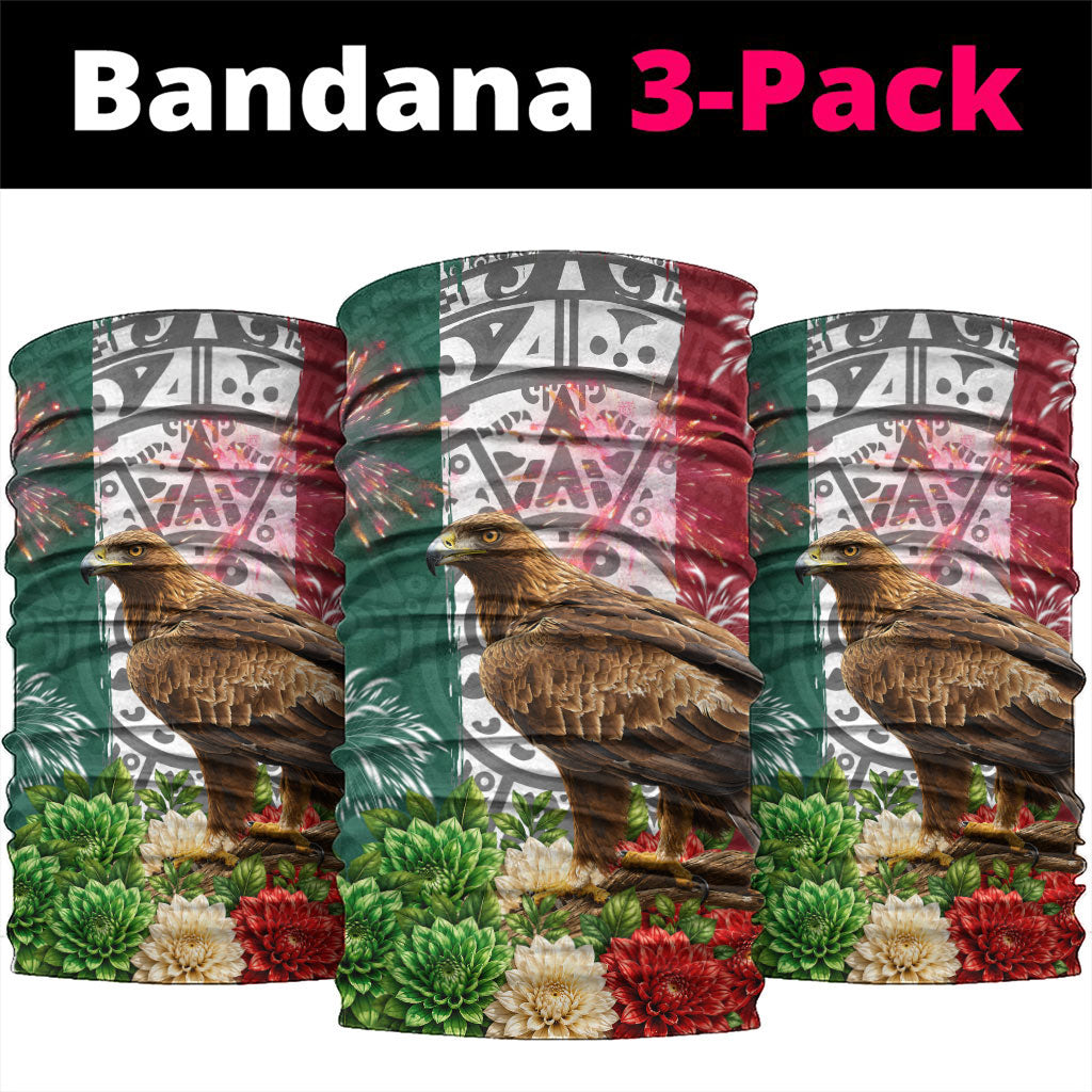 Viva Mexico Independence Day Neck Gaiter Golden Eagle Angel Aztec Pattern