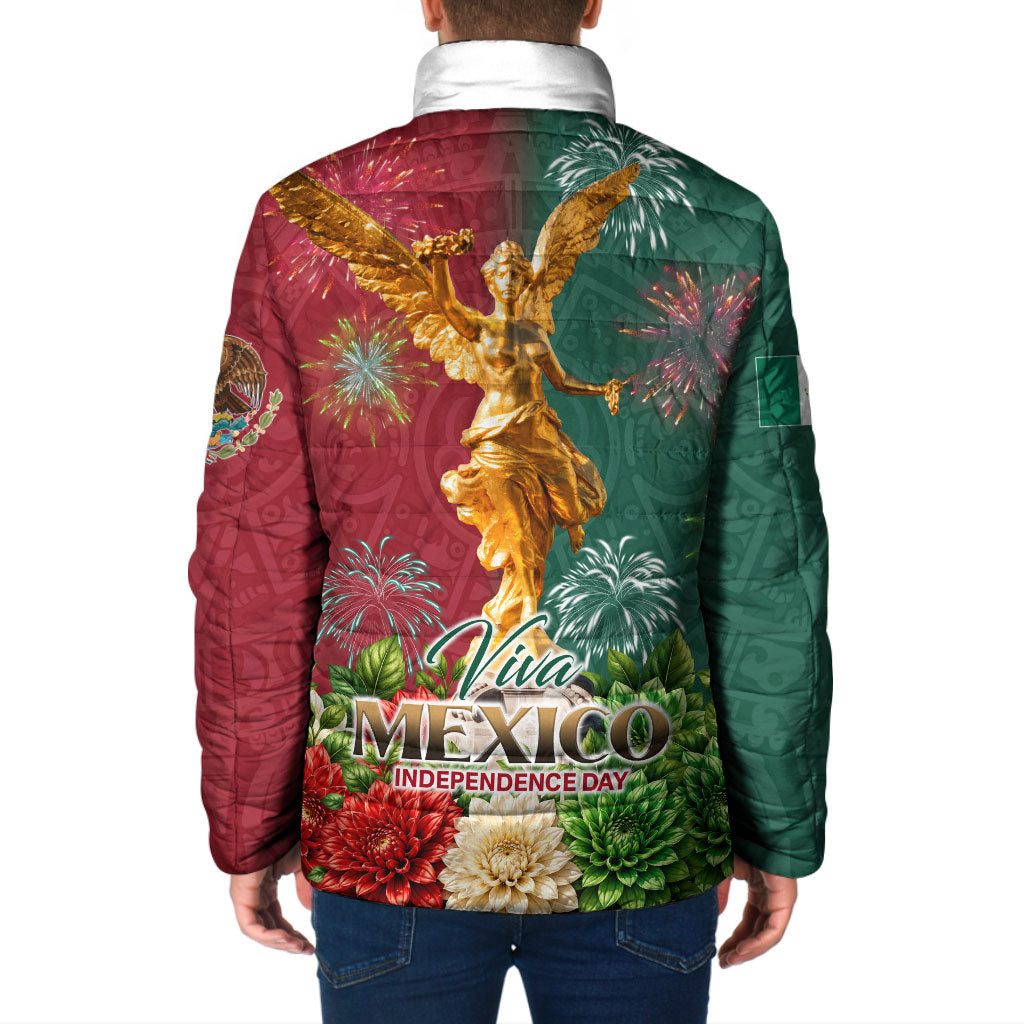 Viva Mexico Independence Day Padded Jacket Golden Eagle Angel Aztec Pattern