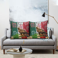 Viva Mexico Independence Day Pillow Cover Golden Eagle Angel Aztec Pattern
