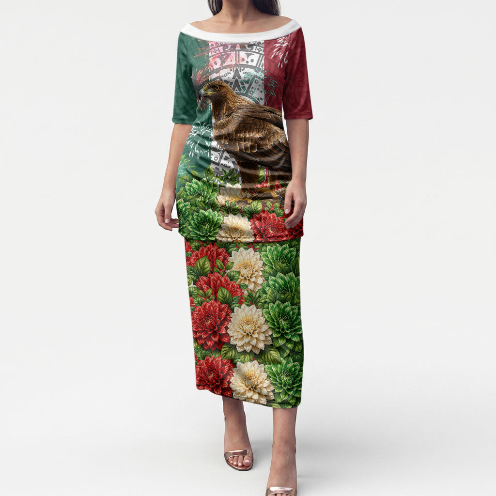 Viva Mexico Independence Day Puletasi Golden Eagle Angel Aztec Pattern