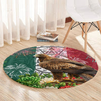 Viva Mexico Independence Day Round Carpet Golden Eagle Angel Aztec Pattern