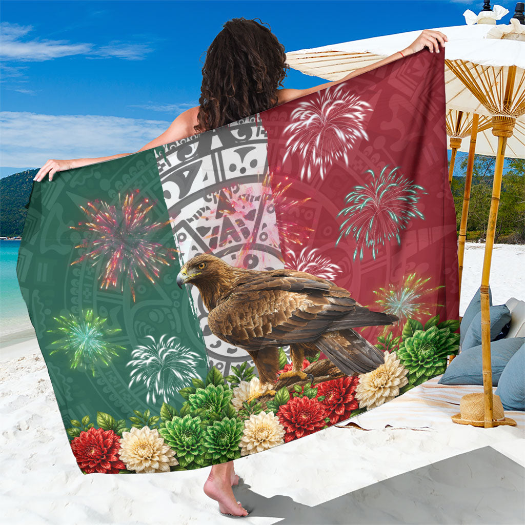 Viva Mexico Independence Day Sarong Golden Eagle Angel Aztec Pattern