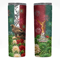Viva Mexico Independence Day Skinny Tumbler Golden Eagle Angel Aztec Pattern