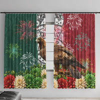 Viva Mexico Independence Day Window Curtain Golden Eagle Angel Aztec Pattern