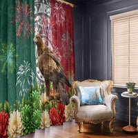 Viva Mexico Independence Day Window Curtain Golden Eagle Angel Aztec Pattern