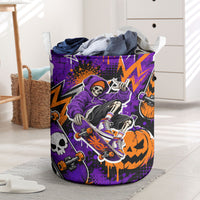 Halloween Skeleton Skateboarder Laundry Basket Graffiti Ghost Pumpkin Streetwear Graphic