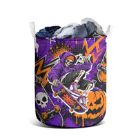 Halloween Skeleton Skateboarder Laundry Basket Graffiti Ghost Pumpkin Streetwear Graphic