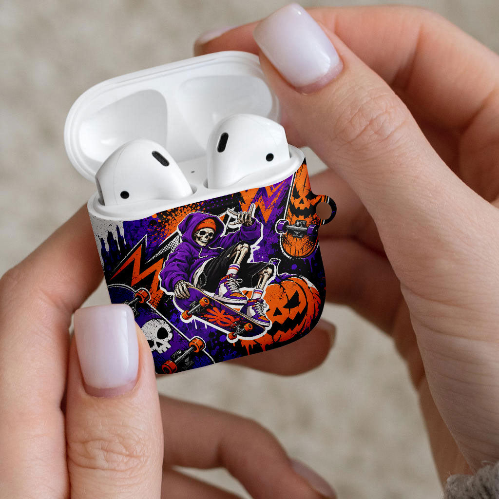 Halloween Skeleton Skateboarder AirPods Case Graffiti Ghost Pumpkin Streetwear Graphic